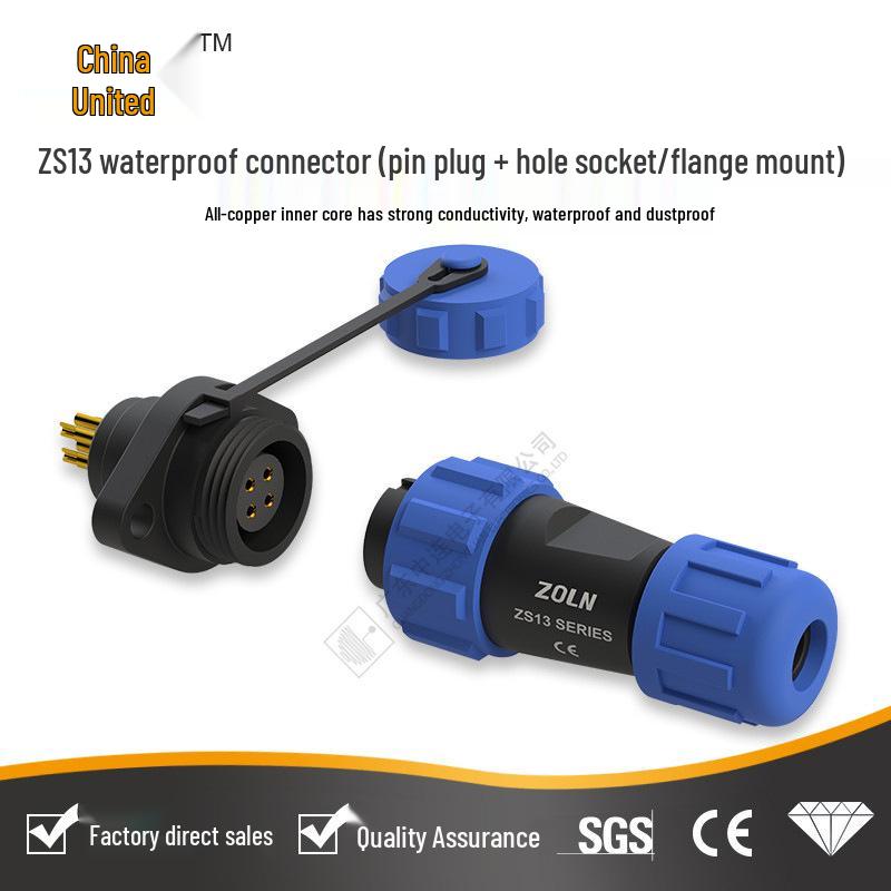 ZS Waterproof IP68 Aviation Plug Socket: Solderless 3/4/5-Pin Male-Female High-Current Connector.