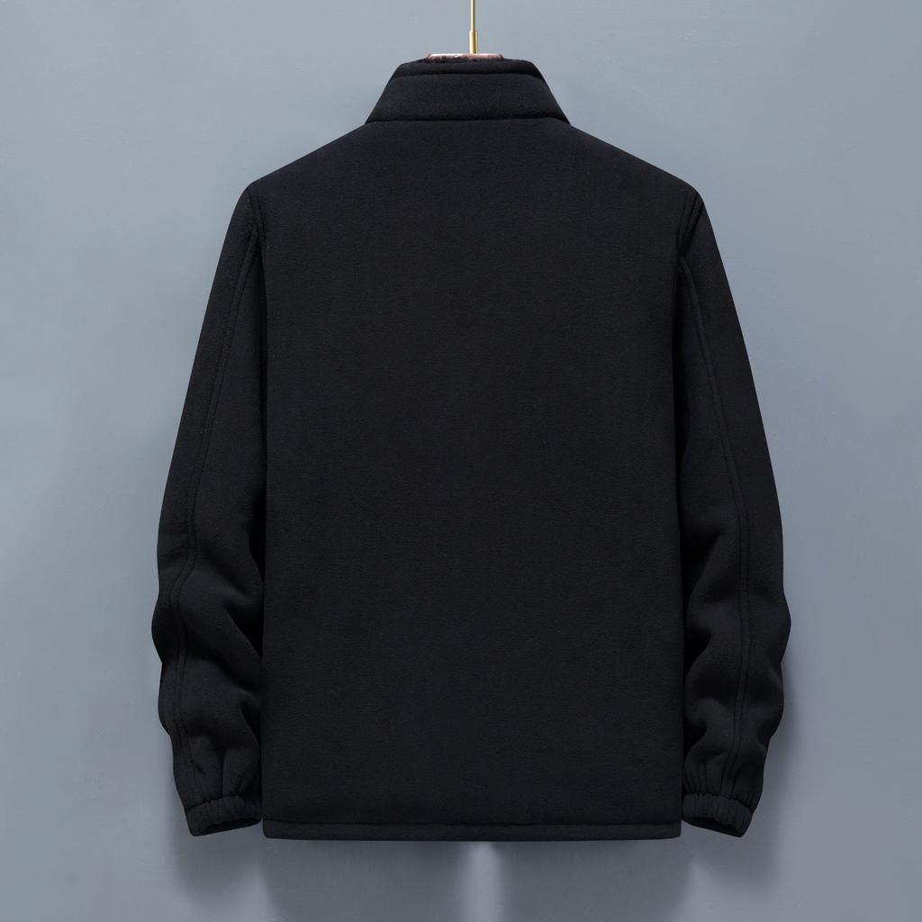 Autumn and Winter Fleece Fleece Jacket for Men with Fleece Cardigan Casual Outdoor Loose Stand Collar Thermal Jacket