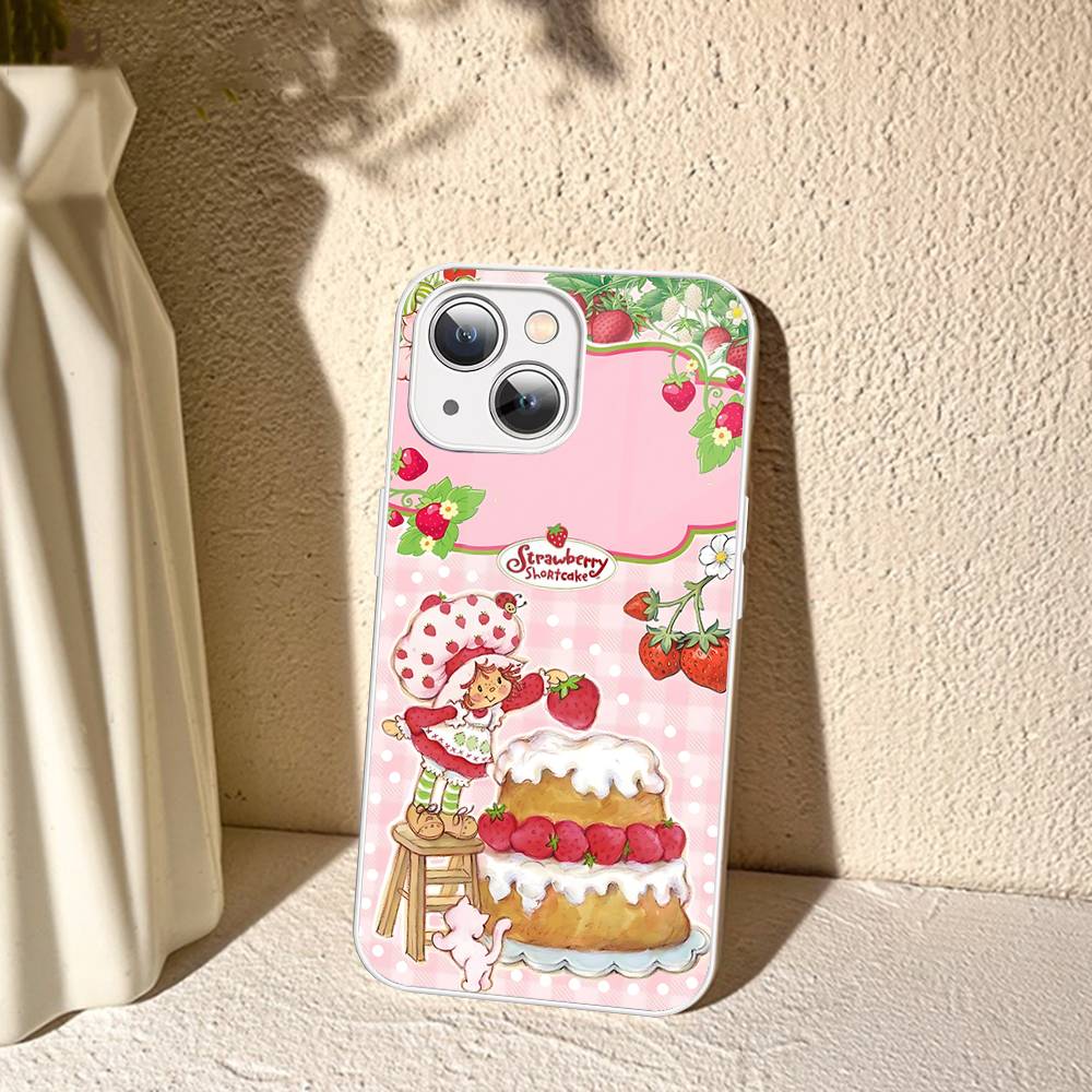 S-Strawberry-shortcake Girl For IPhone 14 13 12 Mini 11 Pro XS Max X XR 14 Plus Tempered Glass Cover