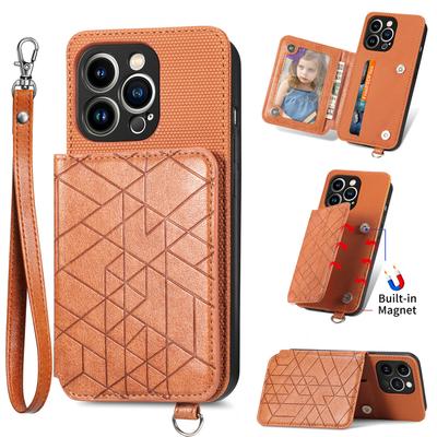 Wallet Card Slot Magnetic Car Holder Case For Iphone 14 13 Pro Max 12 Mini Case With Lanyard Shockproof Phone Cover Coque Fundas