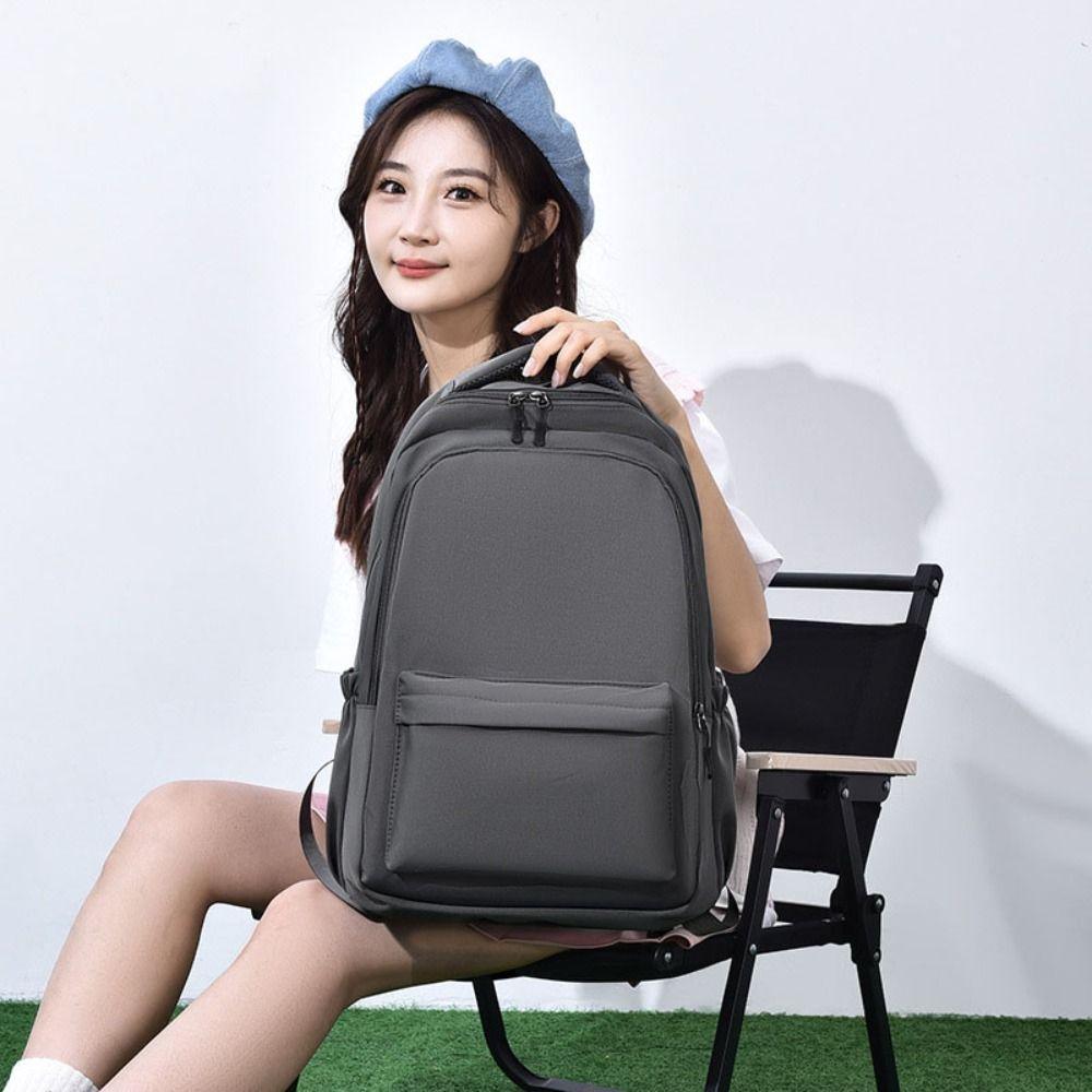 Solid Color Students School Bag Nylon Teenagers Shoulder Bag Fashion Preppy Style Backpack  School
