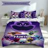 3pcs Custom Name Smiling Critters Bedding Set,Includes 1 Duvet Cover and 2 Pillowcases,All-season Bedroom Decor