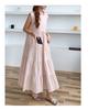 Patchwork Solid Color Long Skirt Sleeveless Commuter Crew Neck Dress