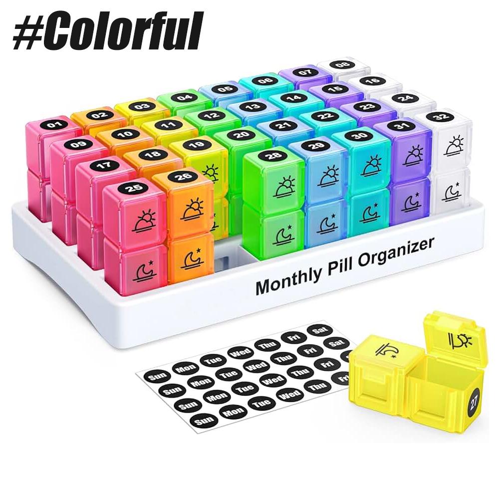 

Monthly Pill Organizer 2 Times a Day,Pill Box 31 Day Pill Case Small Compartments to Hold Vitamin & Travel Medicine Organizer