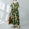 Simple Bohemian Print Dress Short Sleeve Round Neck Summer New Style Elegant Feel Long Dresses Women's Clothing