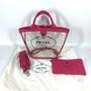 PRADA beach bag with pouch Logo Canapa 2WAY Bag Shoulder Bag Hand Bag Tote Bag
