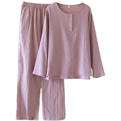 Netakara Pajama Perfect for Hospital Solid Long Double Suitable for and Long Long Pants Women's Set, Stays, Soft, Color, 100% Cotton, Sleeves, Gauze,