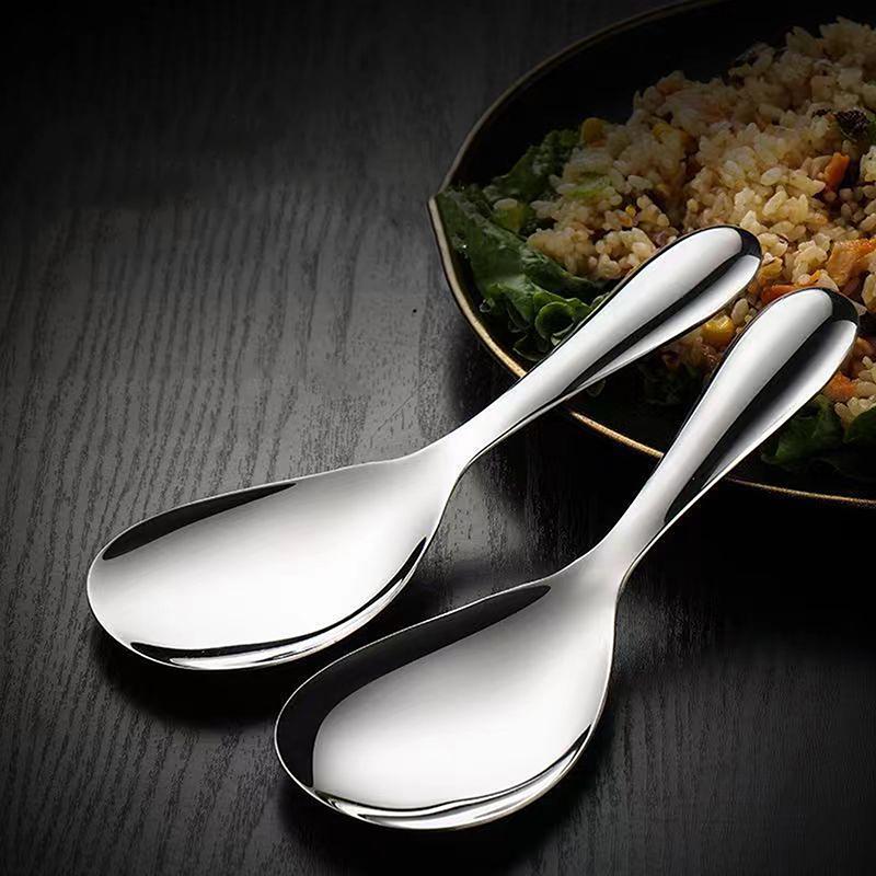 Stainless Steel Rice Spoon Long Handle Thicken Cooker Scoop Multi-Purpose Tableware Buffet Serving Spoons Kitchen Tableware