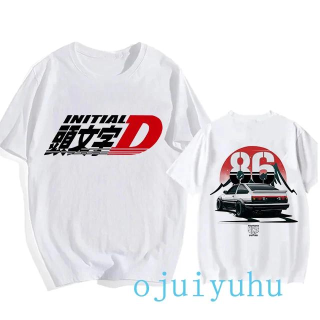 AE86 Funny Harajuku Manga T Shirt Japanese Anime Cartoon Gothic Summer Tops Initial D EU Size T-Shirt Men Graphic Tee Shirt Male