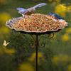 Retro Bird Bath for Outside Metal 5-Prong Stake Base with Bowl Decorative Birdbath Detachable Bird Feeder for Backyard Patio Decor
