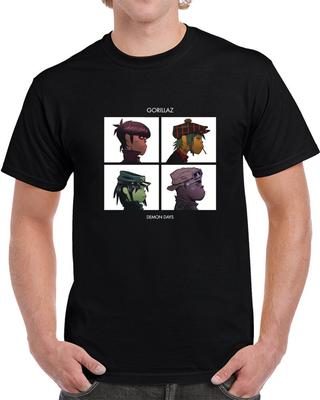 Demon Days Gorillaz 4 Animacinis Grupės Narys Marškinėliai