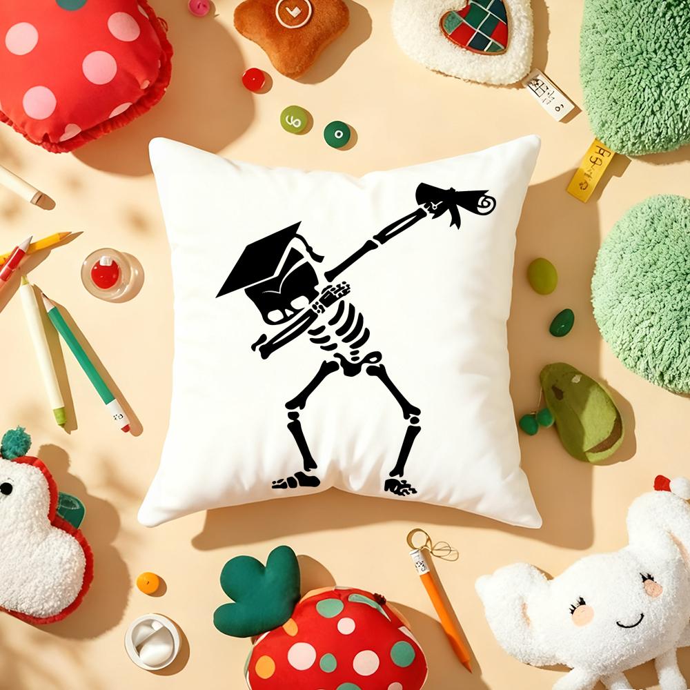 Graduation Season Motivational Slogan Cushion Cover Plush Fabric Soft Double-Sided Printed Sofa Home Child Gift Pillow Case