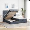 Exclusive House - Ottoman Bed Frame with Dark Grey Mattress 160x200cm Velvet