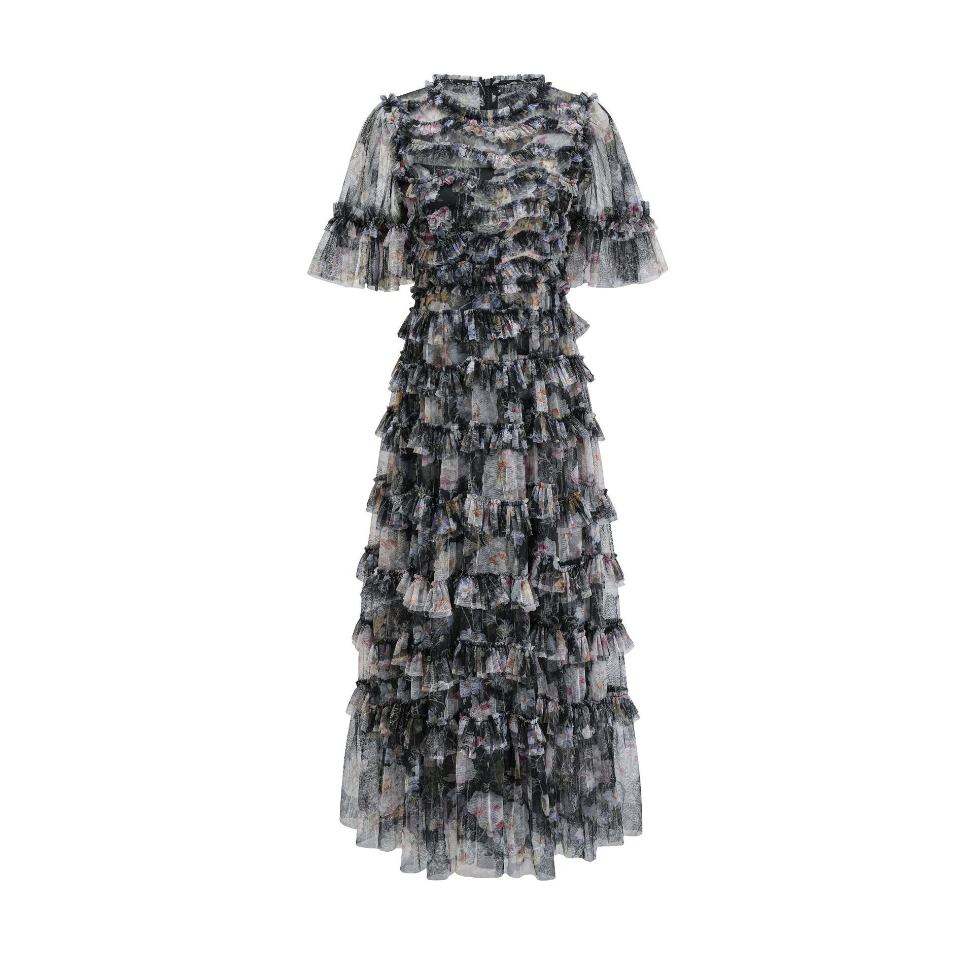 

Модное длинное платье с короткими рукавами и принтом в стиле ретро, с оборками. Платье на осень и зиму, женская одежда, новинка XL