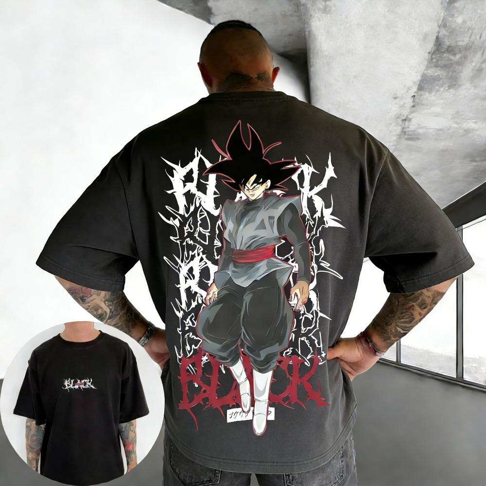 Plus Size Dragon Ball Summer Anime Printed Mens and Womens Tshirt Casual Parent Child Tops Harajuku Style Y2K Street Fashion