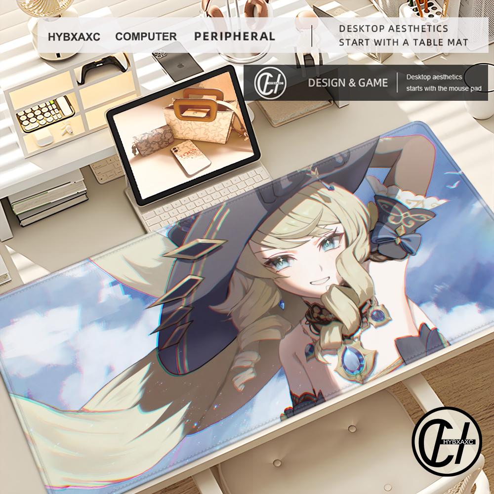 Genshin Clorinde Navia Mouse Pad Genshin Impact Large XXL Mousepad Computer Keyboard Padding Anime Gaming Accessories Desk Mat