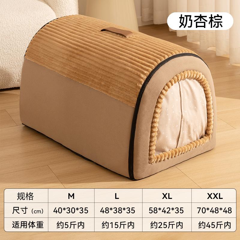 

All-Season Cat House Enclosed Winter Warm Dog Bed Removable Cozy Pet Tent Velvet Security Animal Shelter Portable Pet Cabin M 40x35x35cm