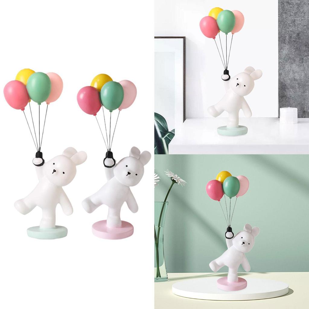Balloon Bunny Figurine Creative Flying Bunny Figure for Bookshelf Home Party