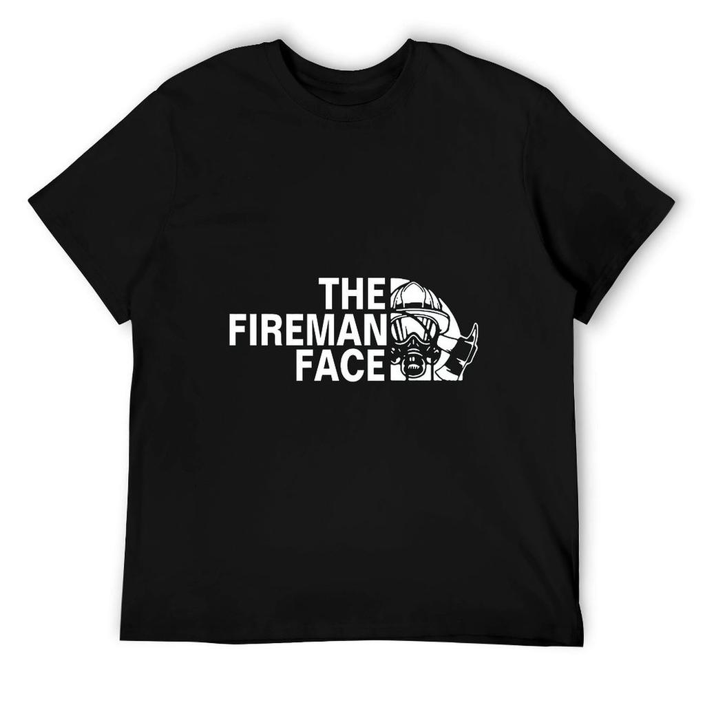 HOREB Funny The Firefighter Face T Shirts Graphic Cotton Streetwear Short Sleeve Fireman Gifts Summer Style T-Shirt Mens Black XL Black