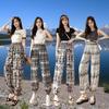 Elefanten Hose Lang Weites Bein Verstellbarer Elastischer Bund Riemen Unisex Damen Herren Druck Thailand Lässig Streetwear Strand Boho Retro Vintage