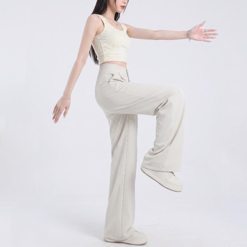 High waist yoga wide leg pants women's summer thin straight yoga pants women's high waist hip lift sports loose straight pants narrow version