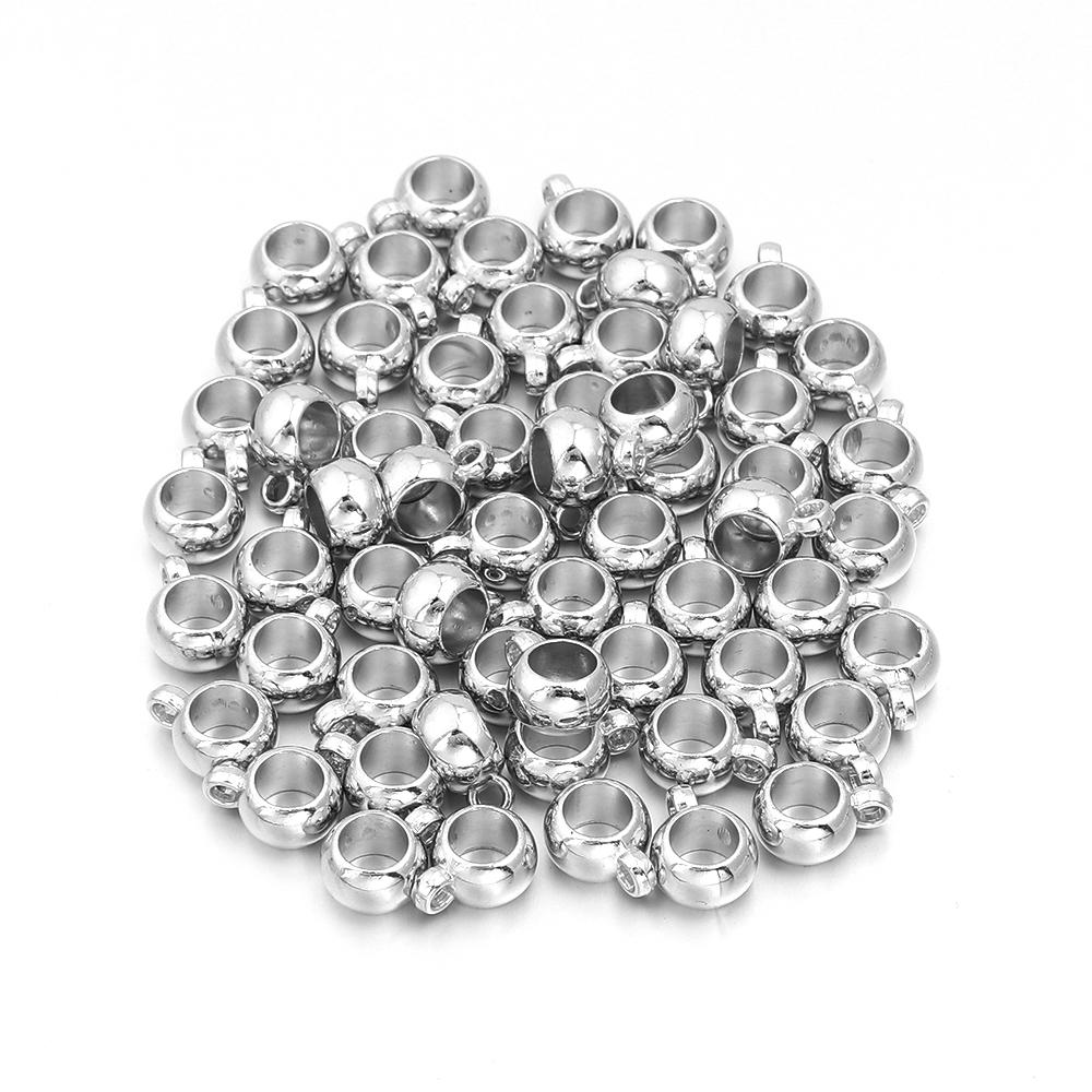 30-100pcs/lot CCB Spacer Beads Pendant Charms Clasps Gold Color Big Hole Bail Beads For DIY Bracelet Jewelry Making Accessories