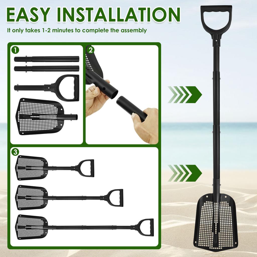 59-118CM Extendable Sifting Sand Shovel Aluminium Alloy Chicken Poop Scooper Chicken Coop Goat Stall Cleaning Tool for Gardening