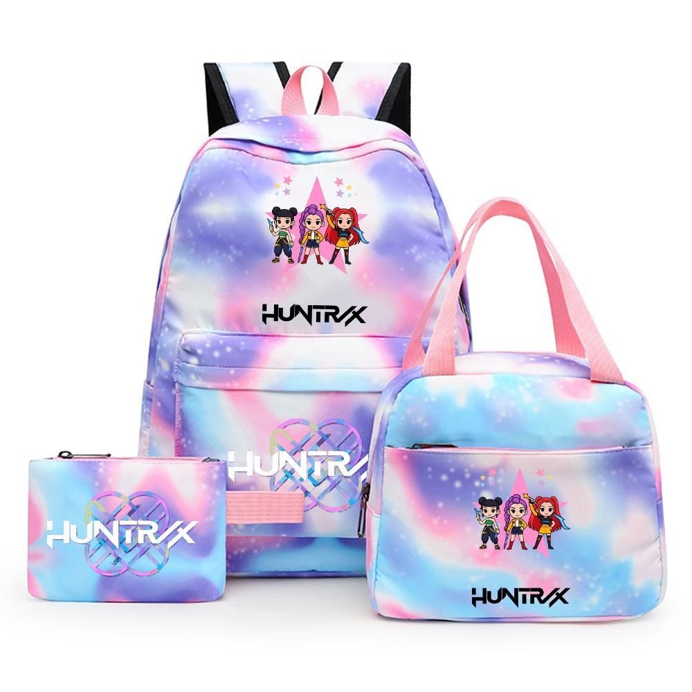 3Pcs/set Anime Demon Hunters Printed Backpack with Shoulder Bag Pengcil Case for Teenager Large Capacity Waterproof Bookbag Back To School Gift
