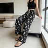 Ice silk wide-leg pants women's summer thin new Chinese ink cool pants high-waisted casual pants trousers women's clothing
