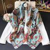 Bohemian Cashew Flower Silk Mulberry Silk Plain Crepe Satin Handmade Hemming 110 Large Square Scarf Silk Scarf Shawl