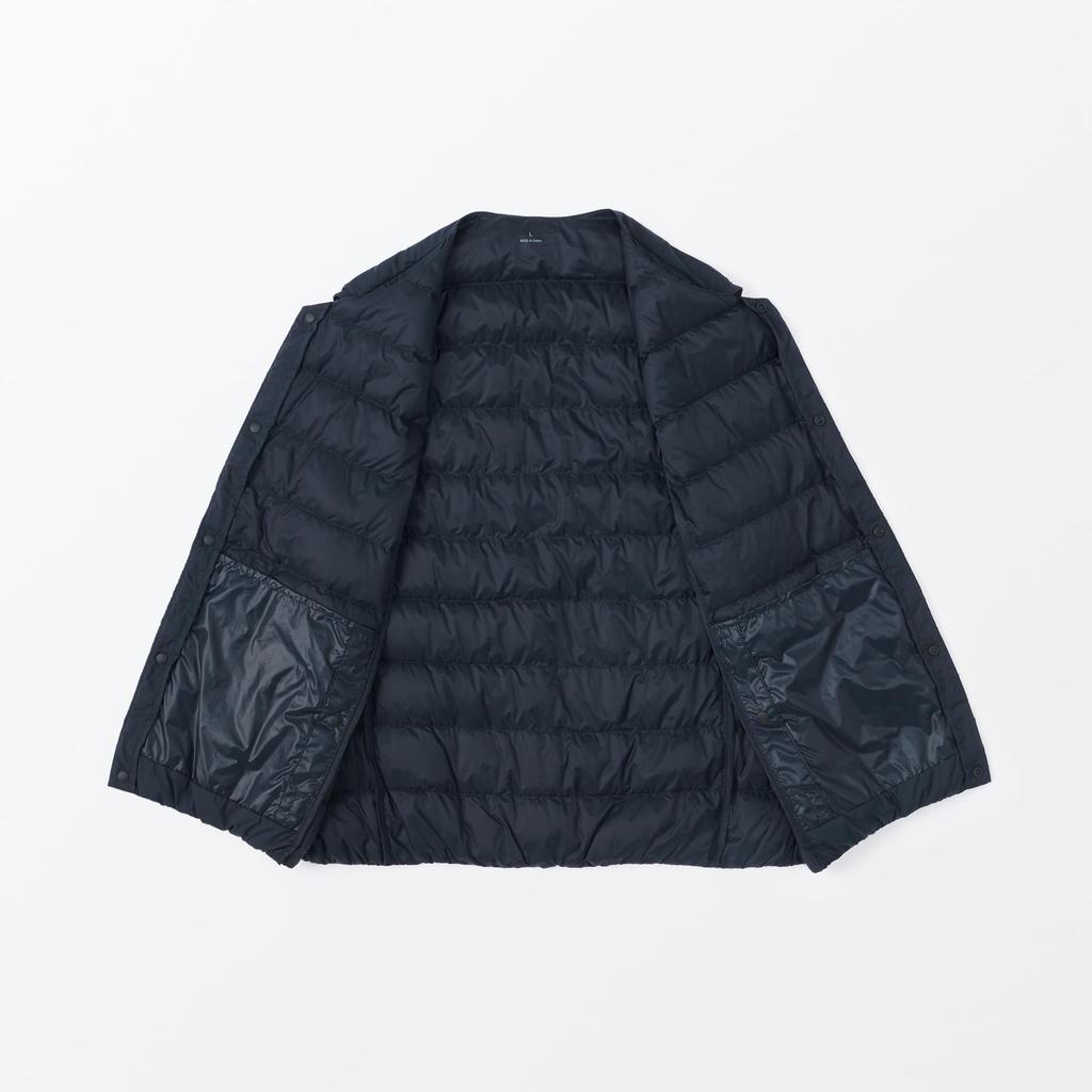 MUJI Lightweight Down Collarless Vest AD0U7A4A Dark Size XL Men's (Anti-Static Lining) Navy,