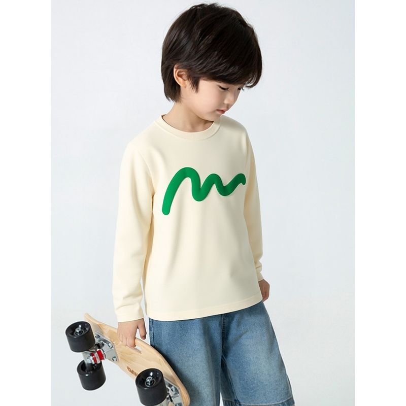 Children's Long-Sleeved T-Shirt 2026 Spring New Style, Medium and Large Kidsren's Round-Neck Top, Boys' Versatile Lettered Cotton Bottoming Shirt