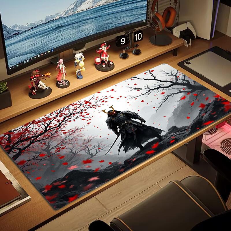 Japanese Samurai Color Mouse Pad Large Gaming Table Cushion Non-slip Laptop Tablet Big Mousepad XXL Mat Mini PC Playmat With Lock edge