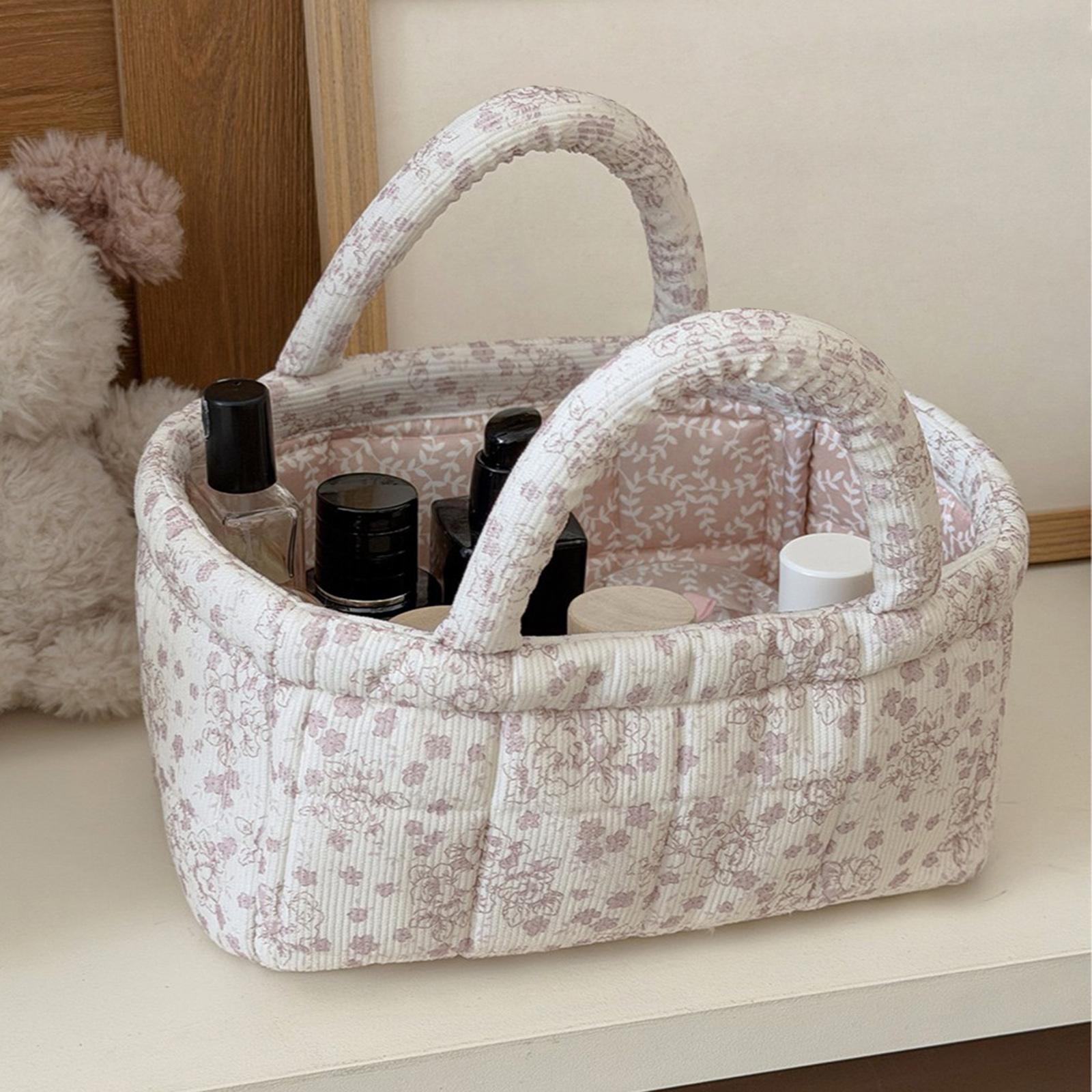 

Floral Laundry Nursery Hamper Aesthetic Collapsible Multi-Purpose Boho Organizer with Handles for Diapers Wipes Baby Essential рожевий