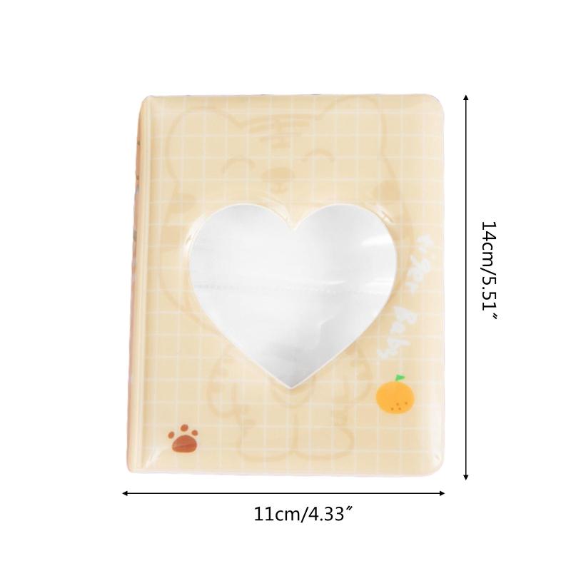 Cartoon-Bär-Fotoalbum, 7,6 cm, 64 Taschen, Liebesherz, hohl, Kpop-Kartenbinder, Fotokarten-ID-Halter, Taschen, Namenskarte, Geschenkbuch