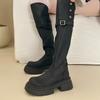 Over-the-knee slim boots 2025 new thick-soled retro boots show height, small men wear autumn knight boots for women
