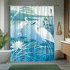 1Pc Natural Scenery Shower Curtain With Egret, Reed, And For Lotus Pattern Bathroom Decor Polyester Fabric Includes 12 Hooks 70.