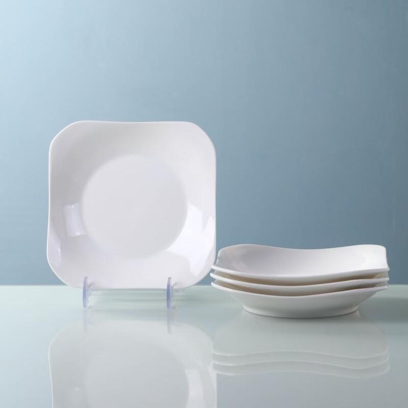 Jingdezhen Pure White Ceramic Dinner Plates, 8.5-inch, Set of 4
