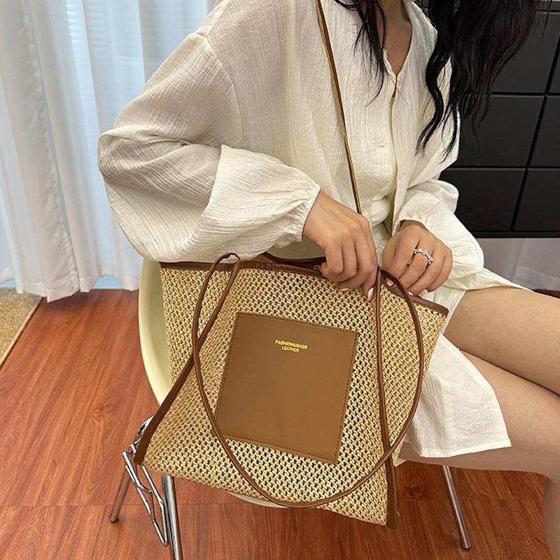 Woven Large Capacity Fashion Version Handbag New All-in-one Leisure Foreign Shoulder Tote Bag For Women Travel Beach Bag KTY
