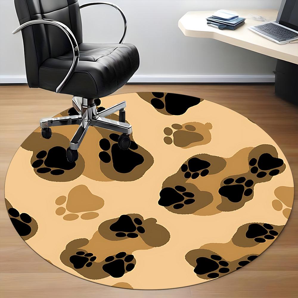 1pc PawPrints Chair Carpet for Office Non Slip, Machine Washable Rug for Office, Room Holiday Decor for Christmas, Birthday Polyester