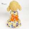 Beautiful Adorable Bright Color Dog Princess Dress Floral Print Pet Dog Puppy Bowknot Princess Dress Daily Wear