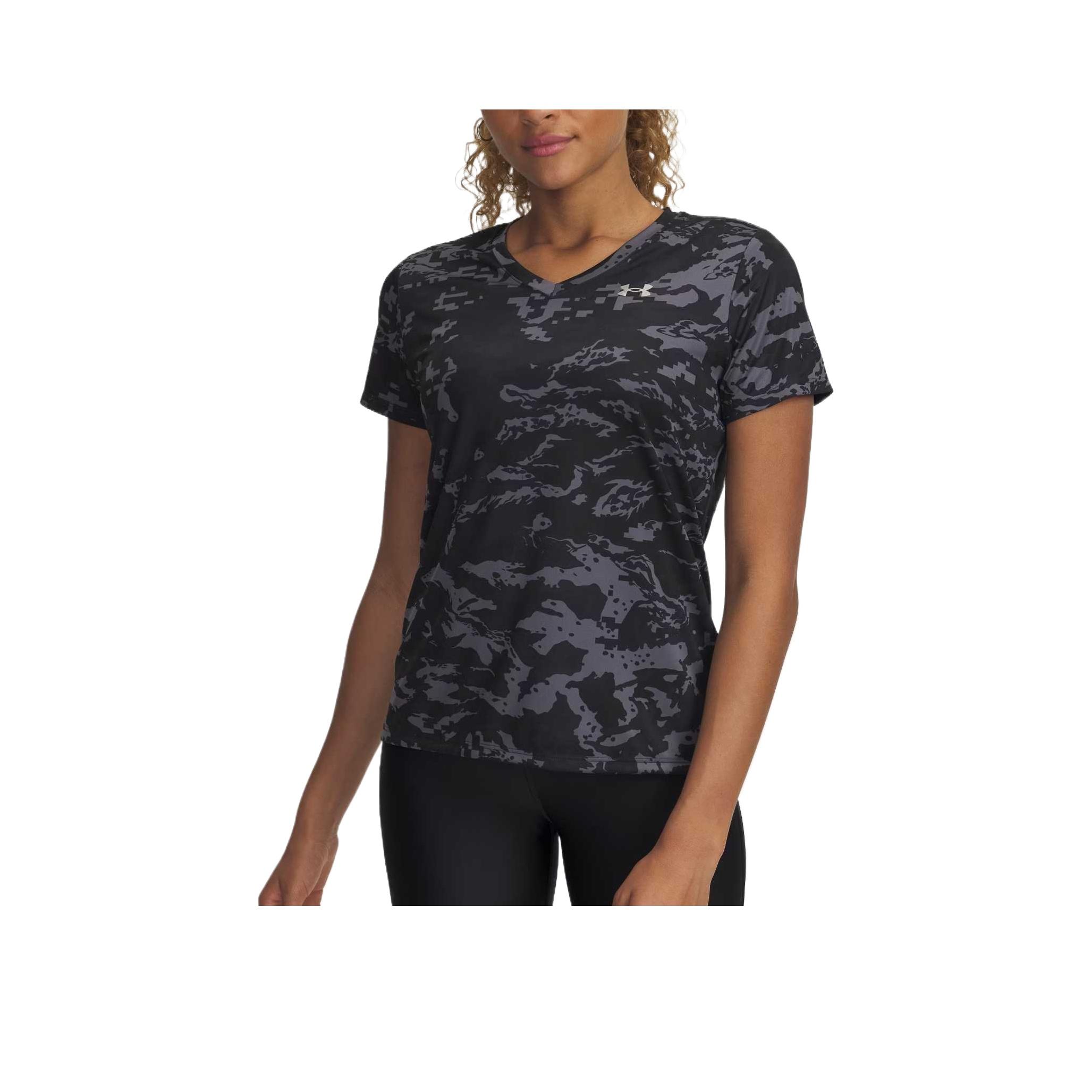 

Under Armour Tech V-Neck Camouflage Pullover Short Sleeve Regular T-Shirt Women Tops 1383680-002 XS