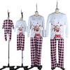 Parent-child Cotton Material Deer Printing Round Neck Plaid Christmas Parent-child Set Autumn and Winter