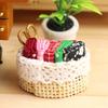 1/12 Dollhouse Miniature Accessories Mini Sewing Tools Basket Simulation Scissors Cloth Ruler For Miniature Scene Decoration
