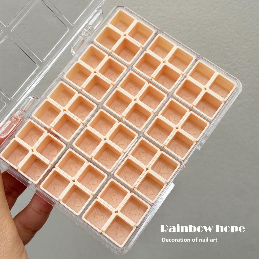 Macaron Pastel Non-Cross-Grid Small Nail Art Storage Box - Practical & Portable with Separate Compartments