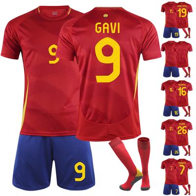 2425Spain Home Football Jerseys Shorts And Socks Set New Shorts And Socks Adult And Children Size Set
