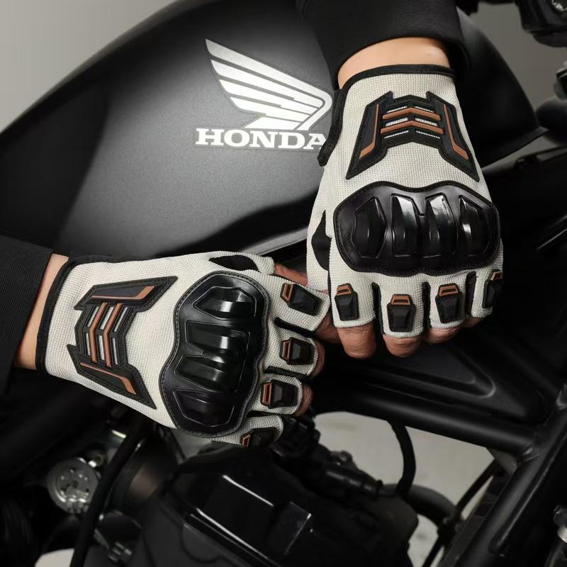 Men's Half-Finger Racing Gloves Protective Anti-Slip and Fall Breathable Riding Gloves for Outdoor Summer Motorcycling
