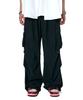 NODU Cargo Tuck Drawstring Wide-Leg Pants [Black]