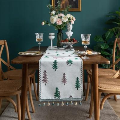 Xmas Elk Table Path,Christmas Tree Table Runner Winter Holiday Dining Cloth Placemat New Year Home Kitchen Rustic Decorations
