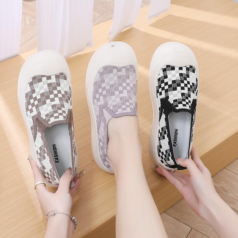 Schuhe Damen Flachmund Freizeit Sport Bequem Atmungsaktiv Einzelne Schuhe Mode Vielseitig Leicht Bequem Rutschfest Damenschuhe